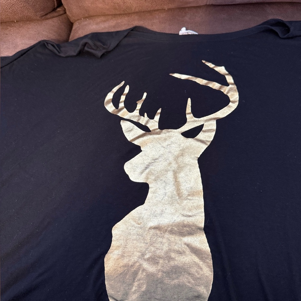 Fantastic Fawn Womens XL Top Deer Head Graphic Long Sleeve #964